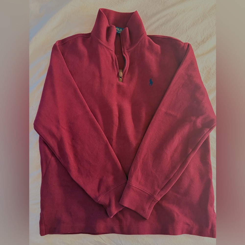 Men’s Ralph Lauren 1/4 Zip Burgundy Size L